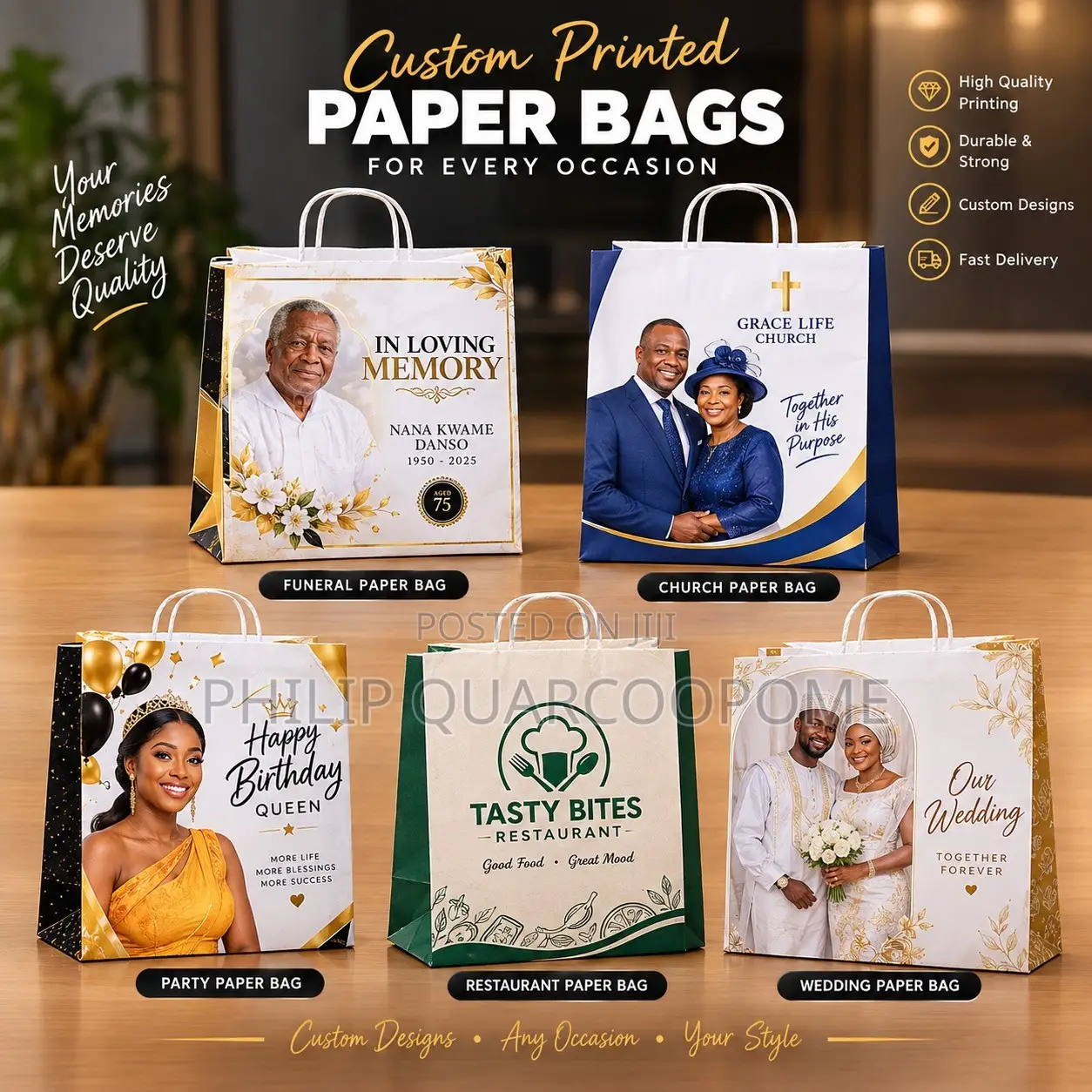 Paper Bags for Churches, Birthdays, Weddings,Funerals