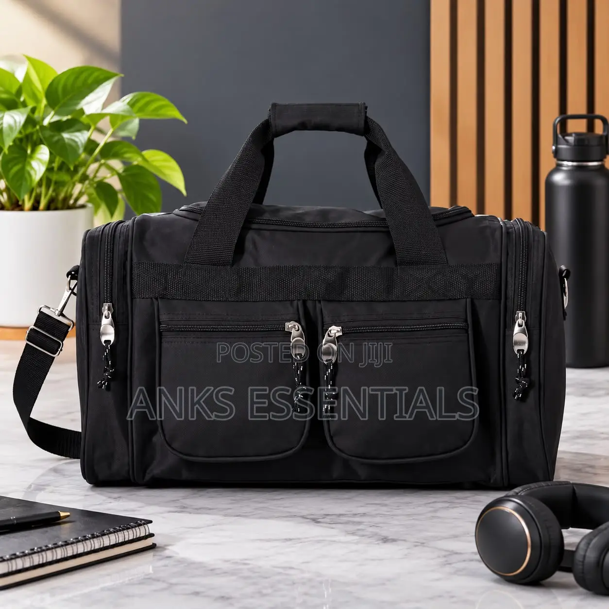 Spacious Black Travel Duffle Bag