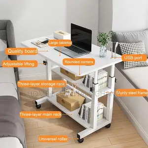 Height-Adjustable Double Shelve Laptop Table