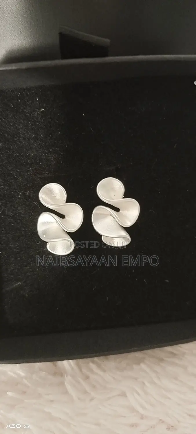 Pleated Wave Stud Earrings