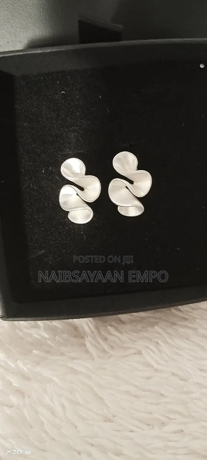 Pleated Wave Stud Earrings