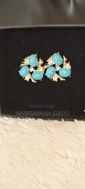 Inlaid Zircon Bue Resin Ear Jewelry