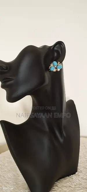 Inlaid Zircon Bue Resin Ear Jewelry