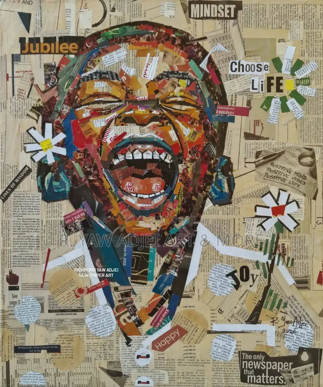 Handmade Newspaper Artwork on Canvas