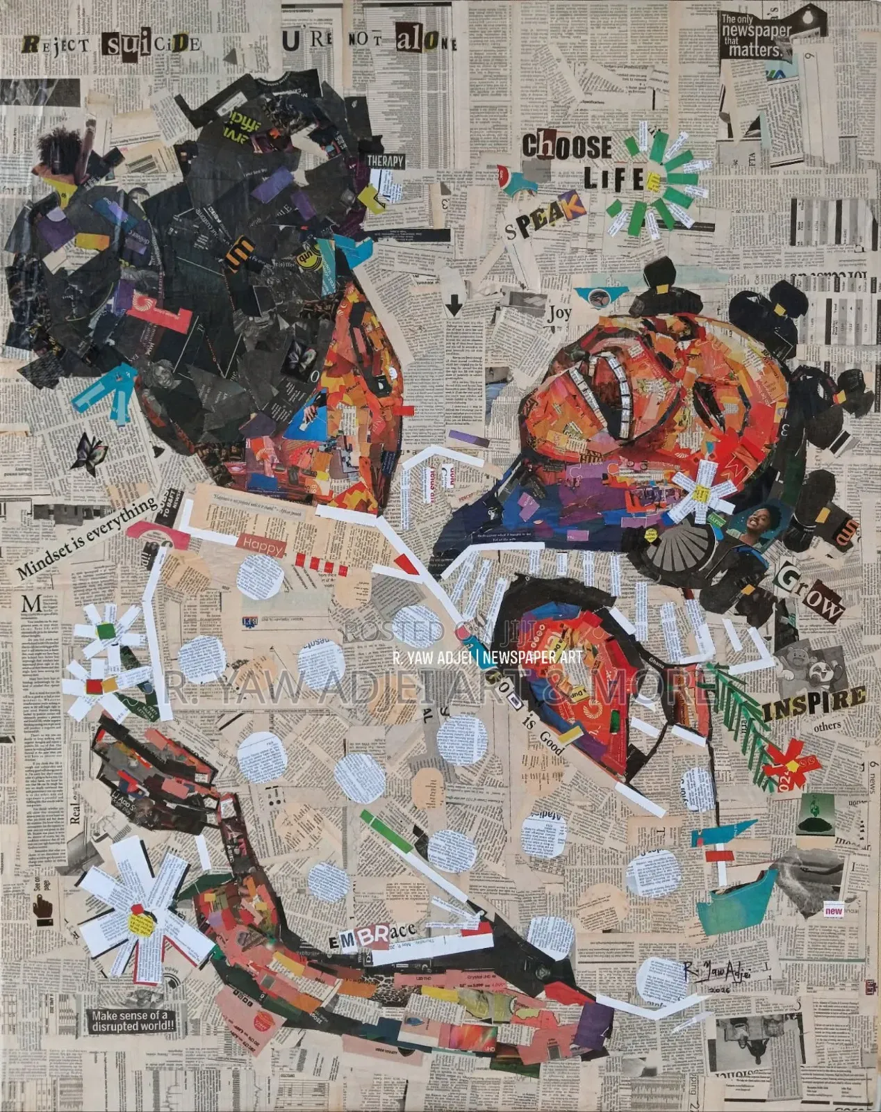 Handmade Newspaper Artwork on Canvas