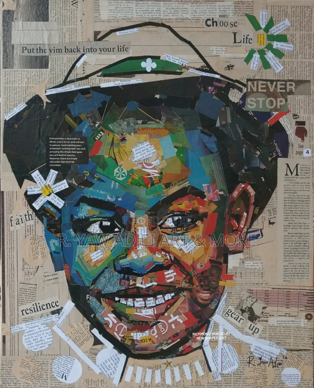 Handmade Newspaper Artwork on Canvas
