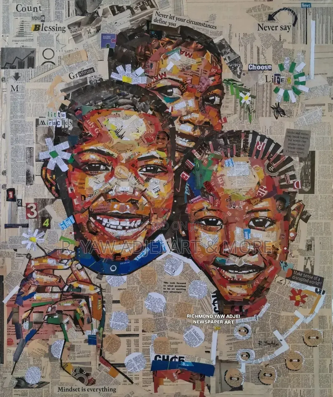 Handmade Newspaper Artwork on Canvas