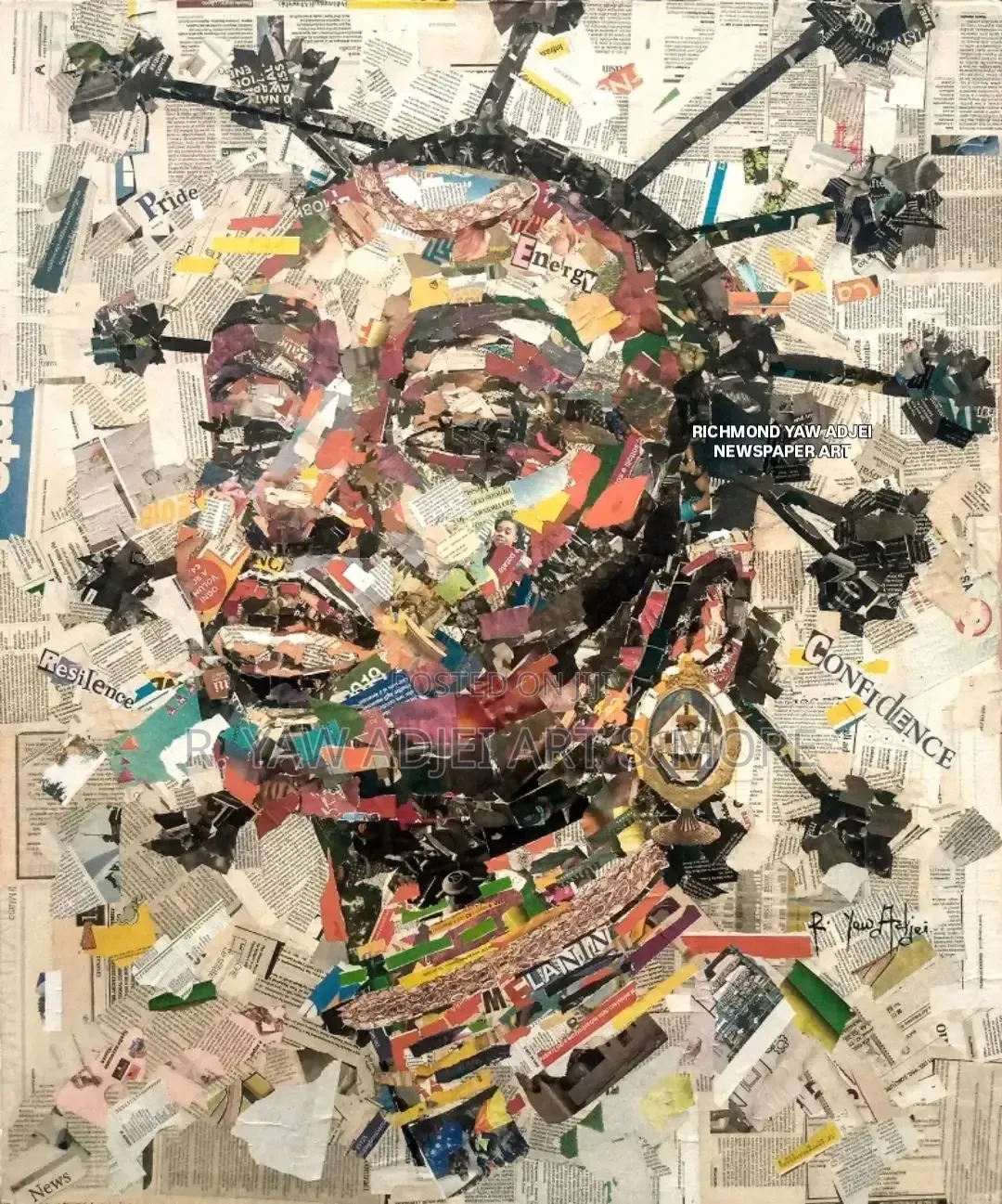 Handmade Newspaper Artwork on Canvas