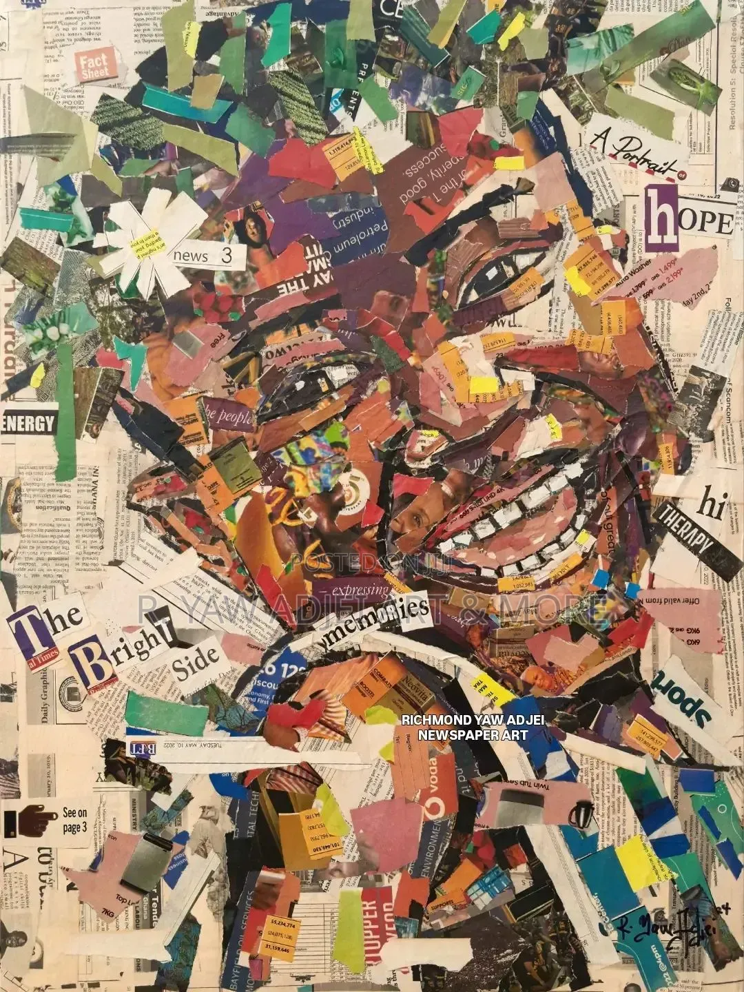 Handmade Newspaper Artwork on Canvas