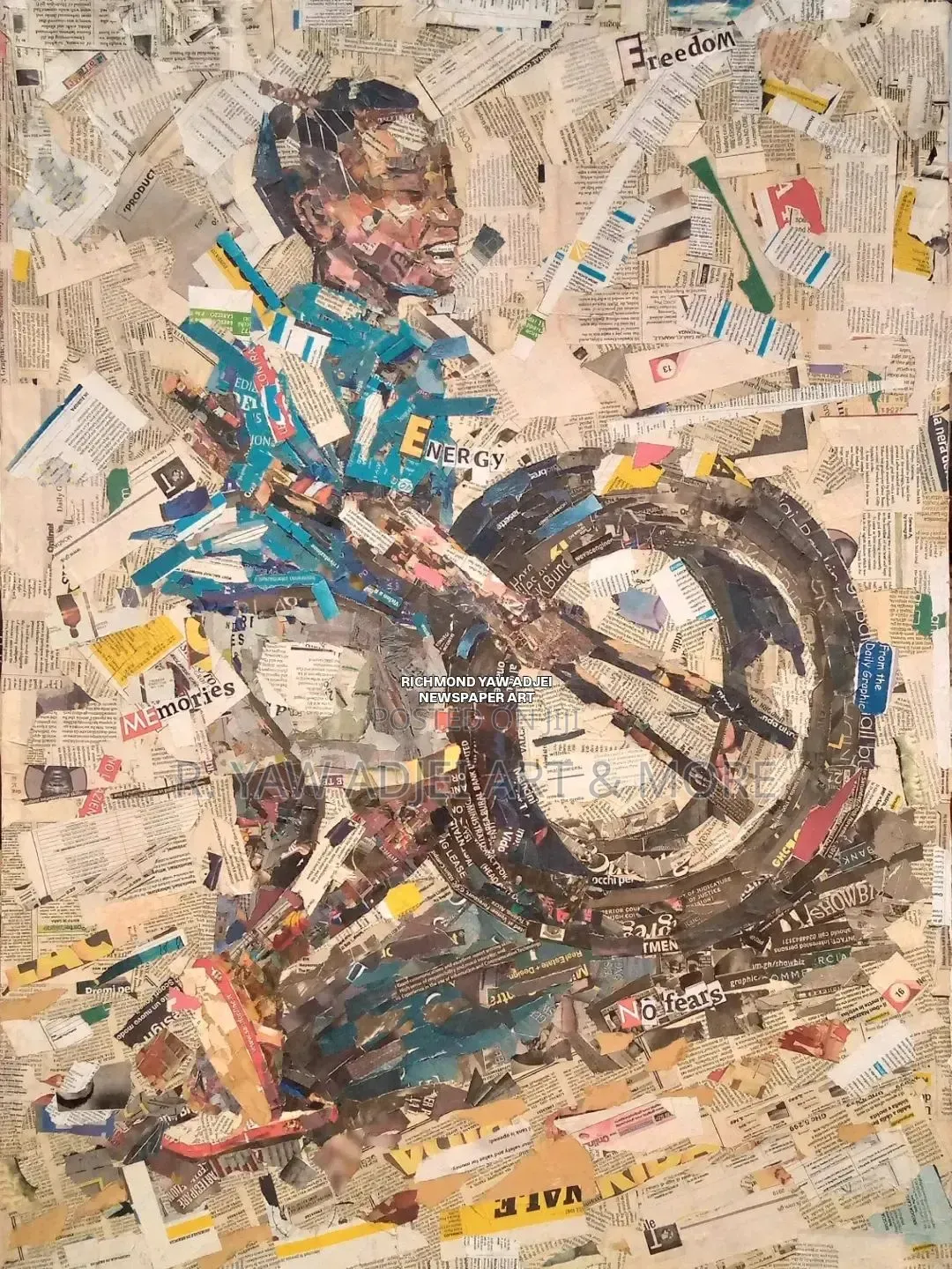 Handmade Newspaper Artwork on Canvas