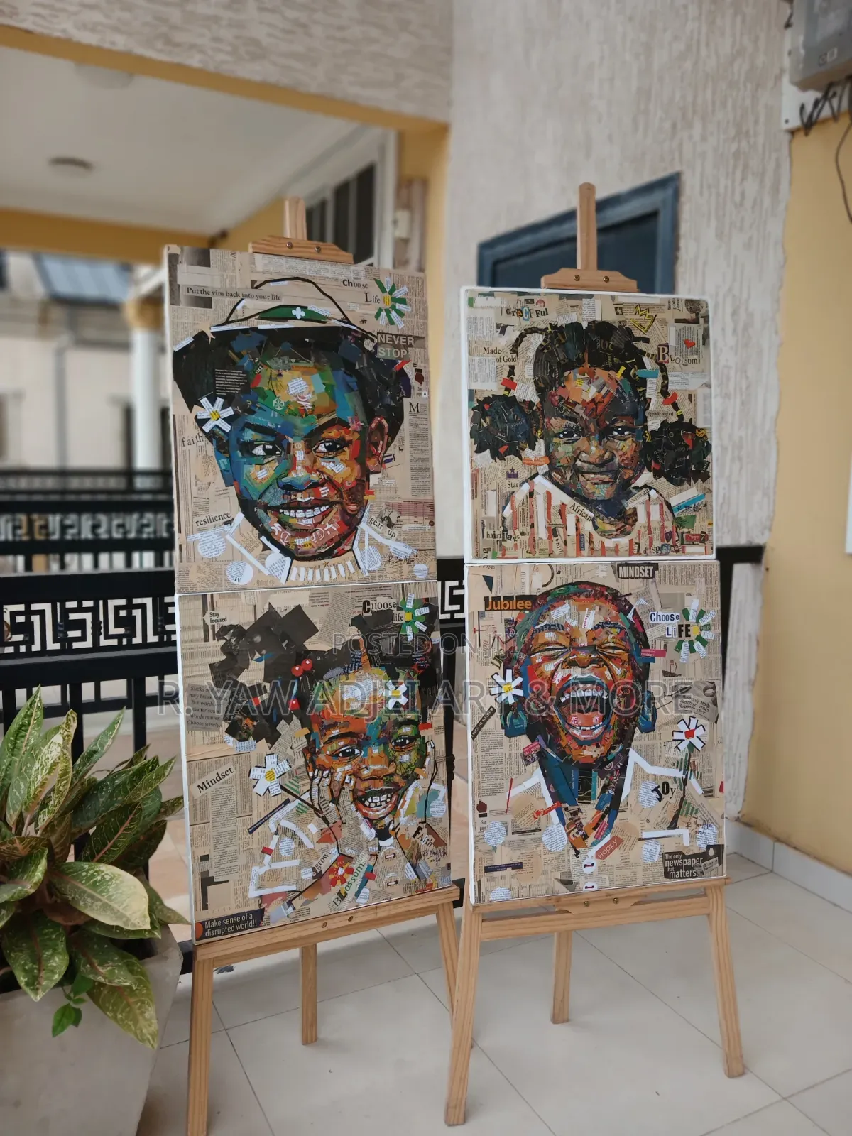 Handmade Newspaper Artwork on Canvas