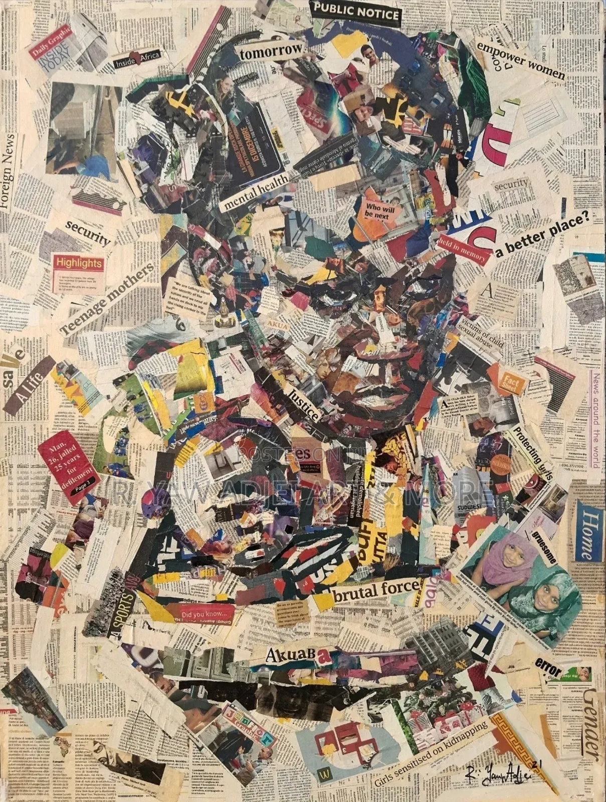 Handmade Newspaper Artwork on Canvas