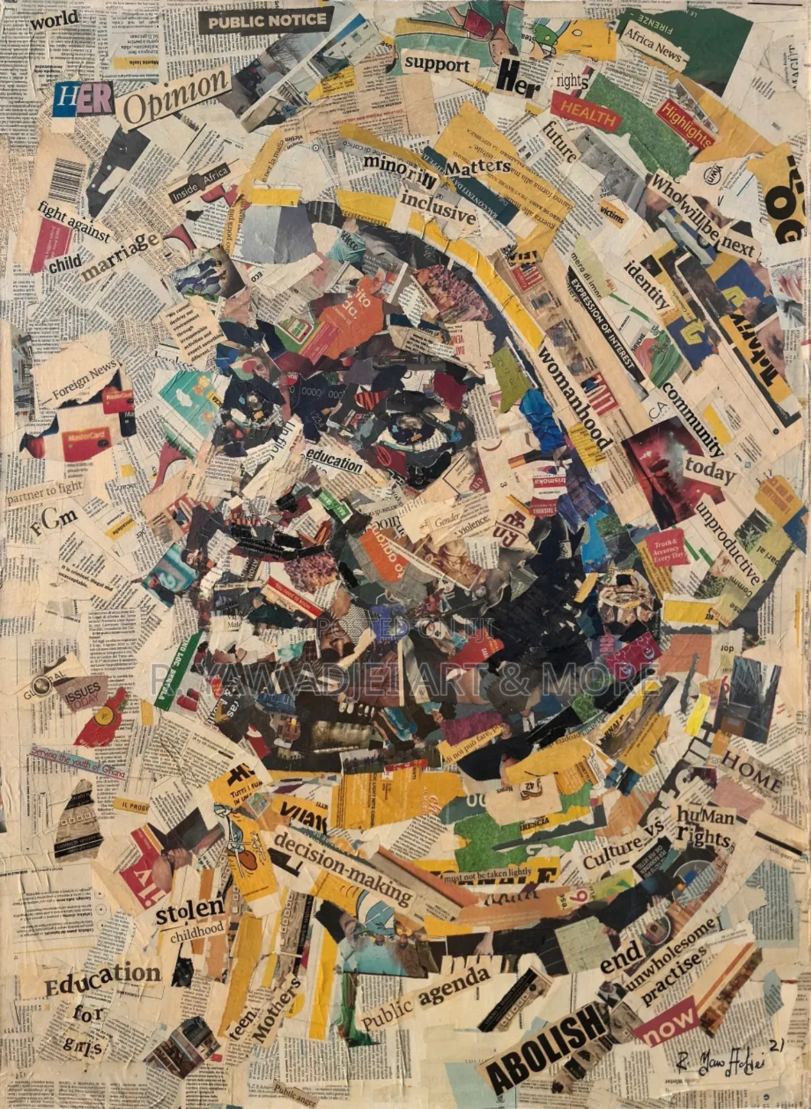 Handmade Newspaper Artwork on Canvas