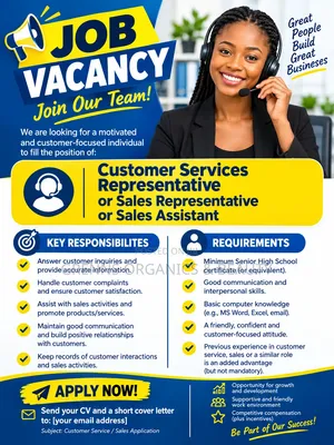 Customer Service , Sales Assistant or Sales Representative