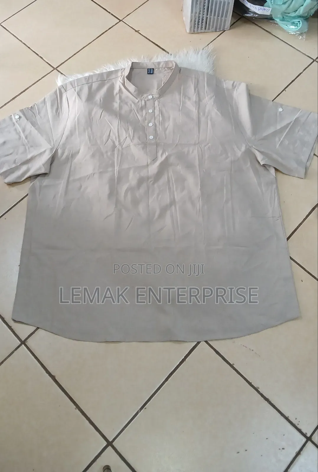 Men's Short Sleeve Linen Shirt 2XL