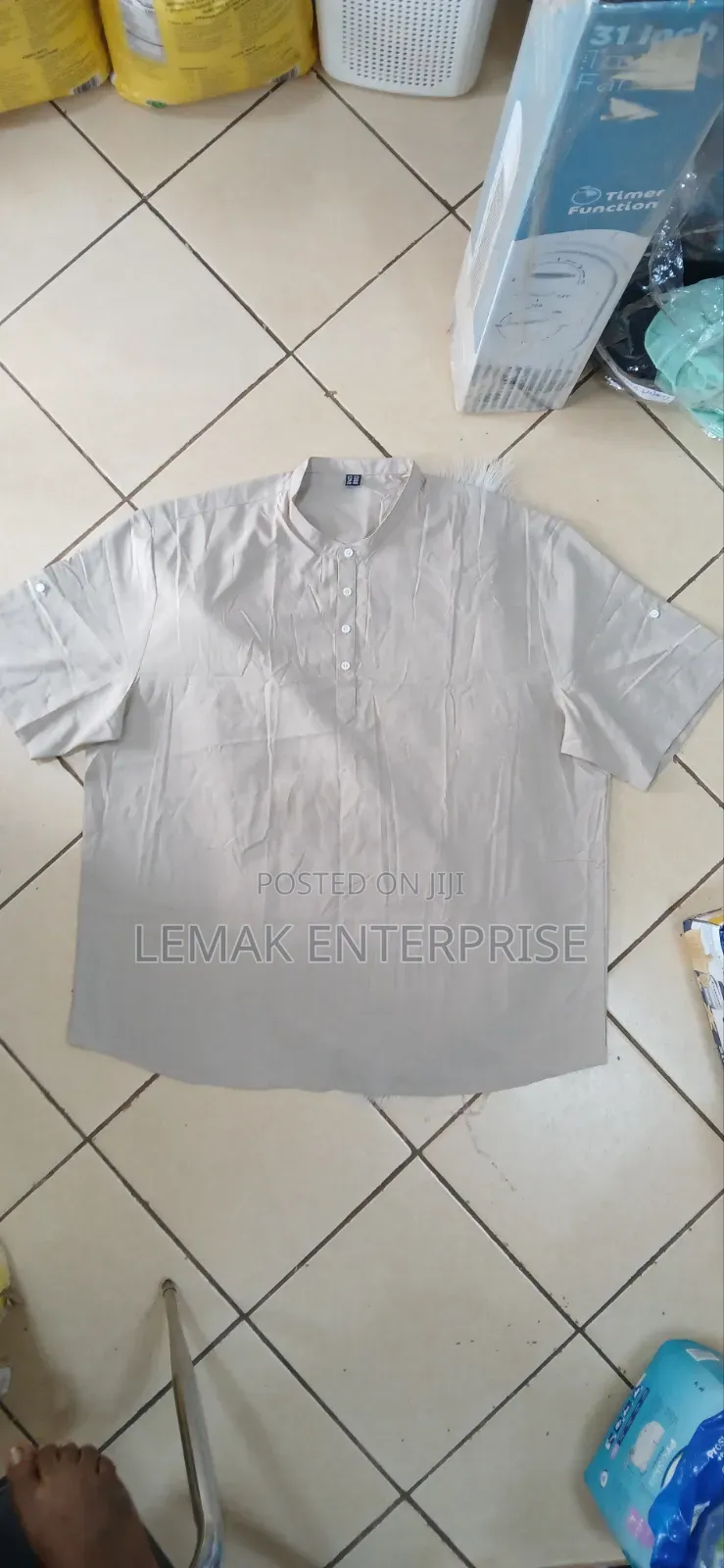 Men's Short Sleeve Linen Shirt 2XL