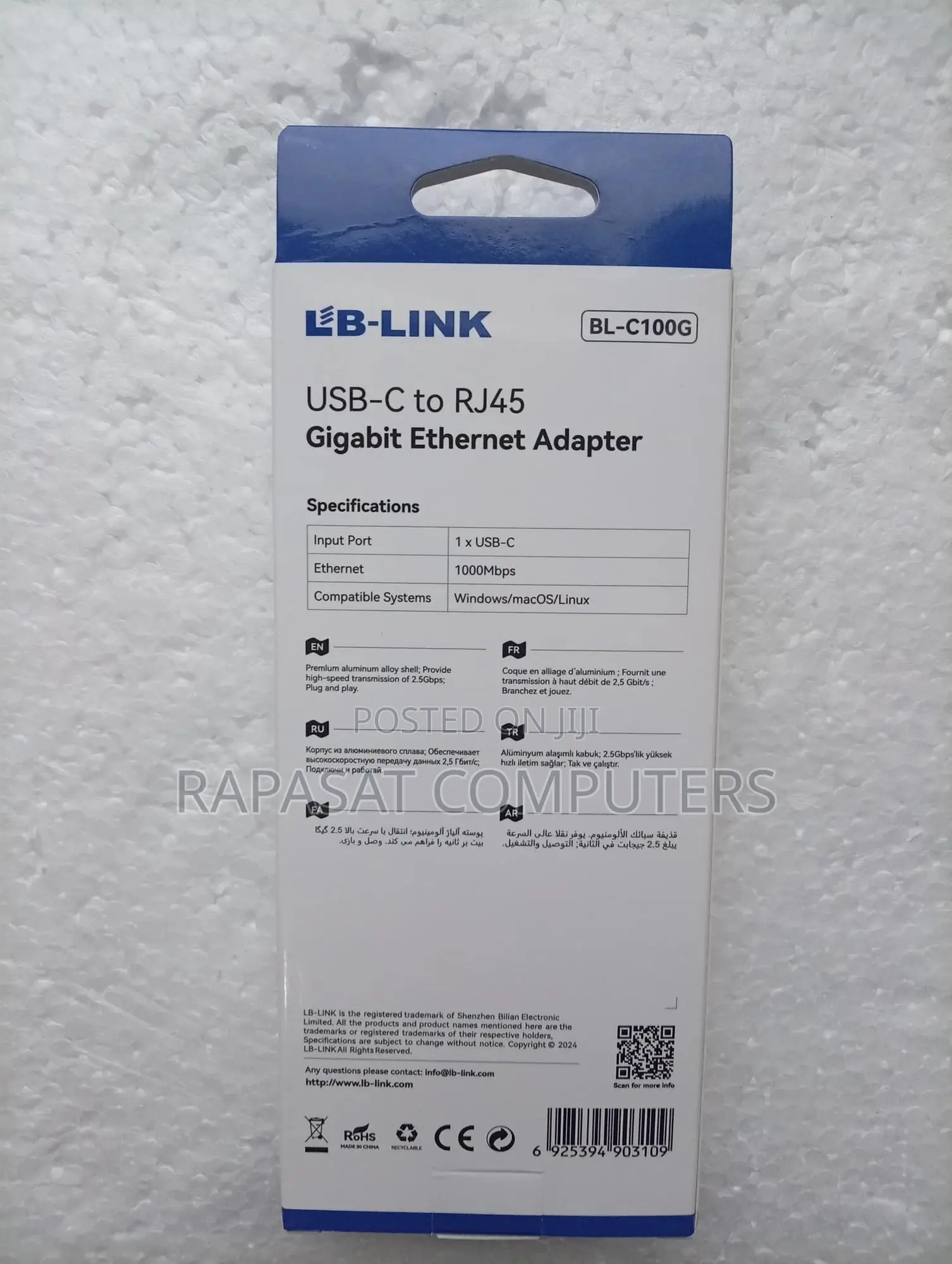 Lblink USB-C to Rj45 Female Gigabit Ethernet Adapter Bl-C100g