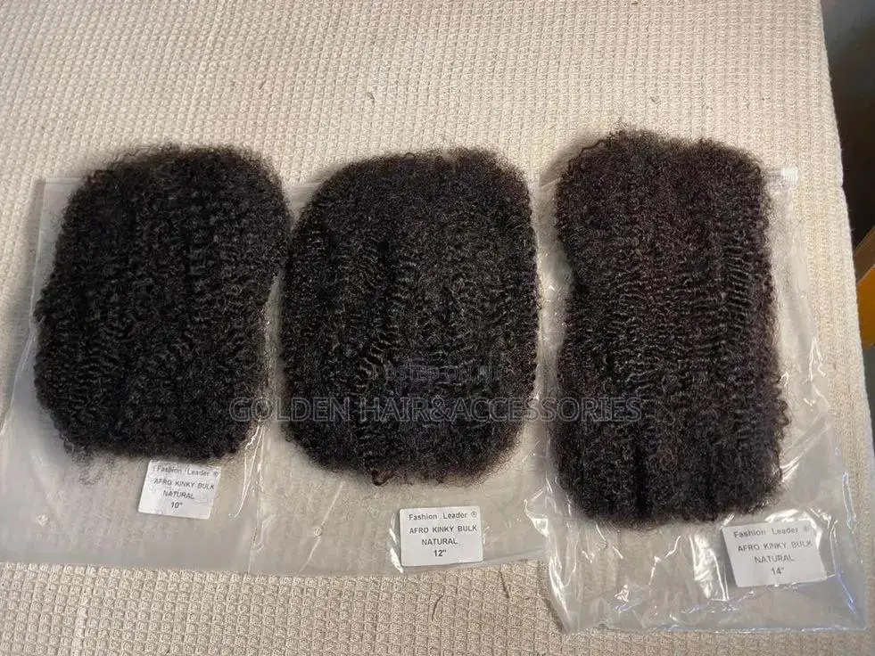 Human Hair Afro Kinky Bulk Available in 10inc, 12inc, 14inc, 16inchs
