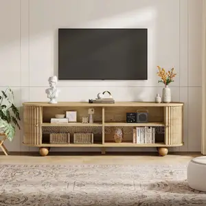 TV Stand With Sliding Door and Storage for TVs Up to 78"