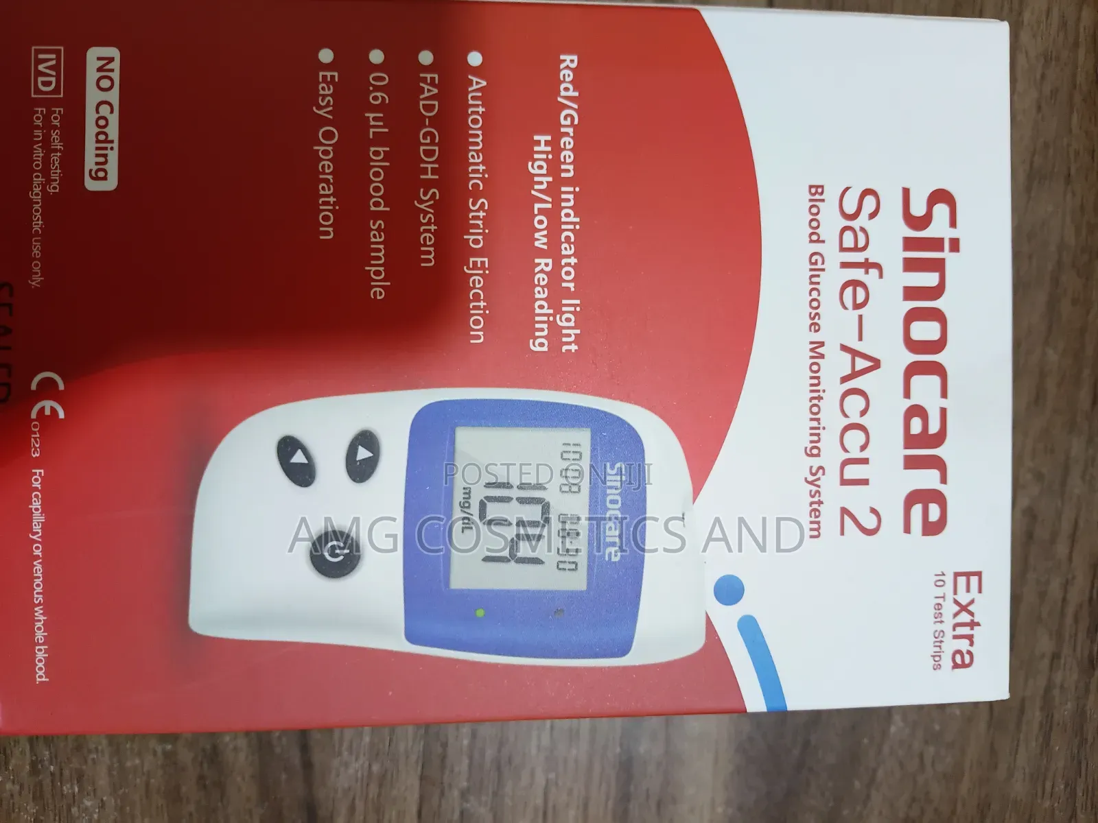 Sinocare Safe-Accu 2 Blood Glucose Meter – 10 Test Strips