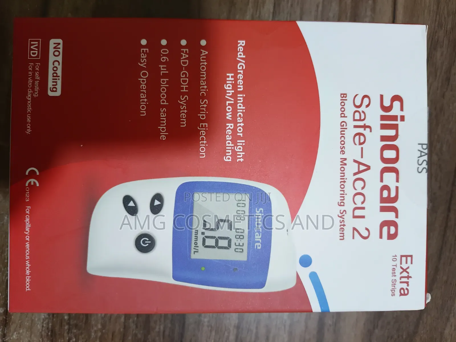 Sinocare Safe-Accu 2 Blood Glucose Meter – 10 Test Strips