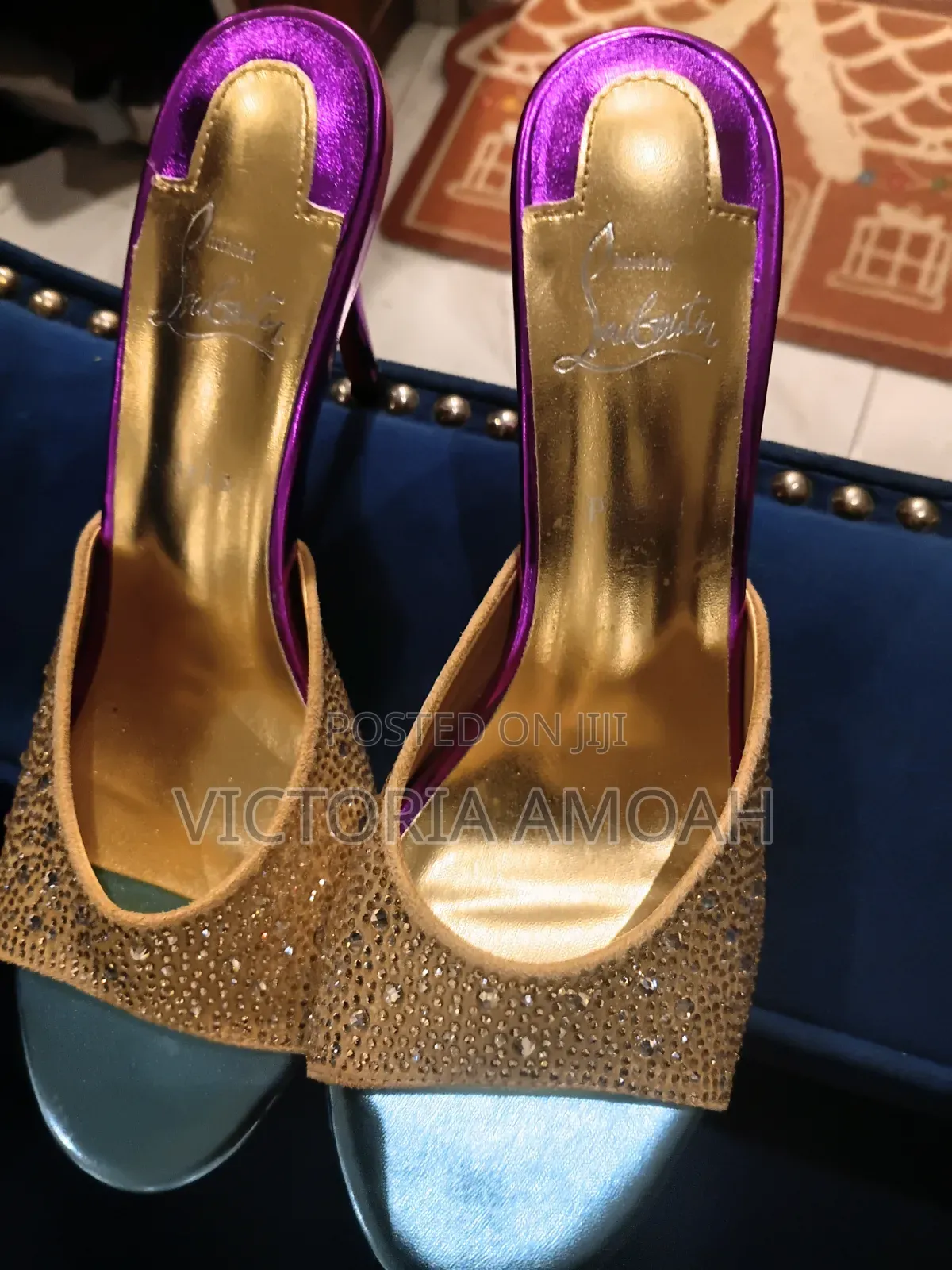 Pair of High - Heeled Mule Sandals
