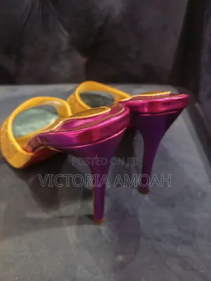 Pair of High - Heeled Mule Sandals