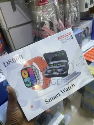 D8000 Ultra 3 Smart Watch + Wireless Earbuds Combo (7-in-2)