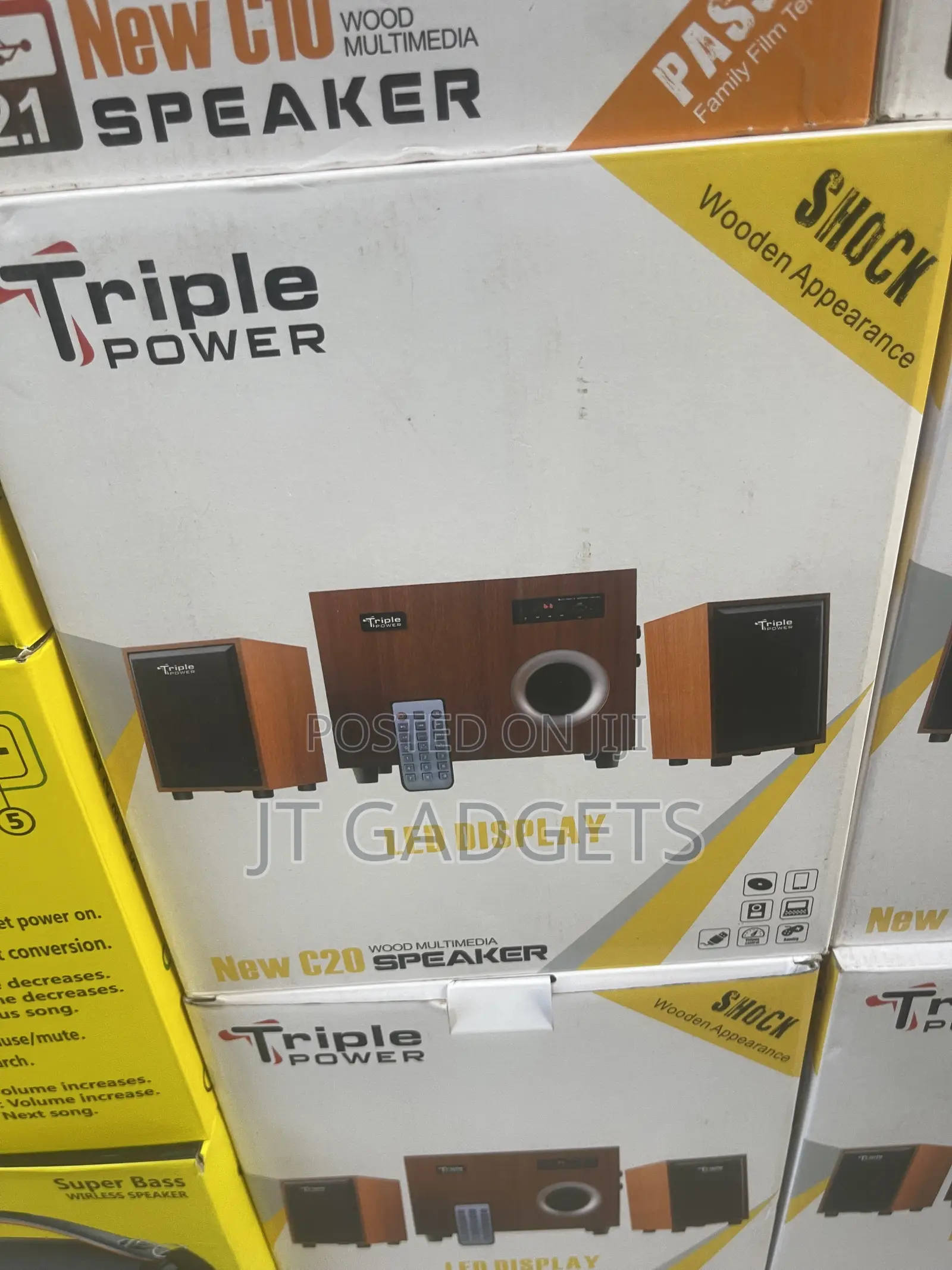 Triple Power New C10 2.1 Wood Multimedia Speaker System — Super Bass