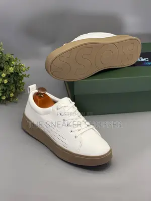 BOSS White Low-Cut Perforated Sneake