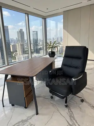 L Shape Executive Desk + Ricliner Chair
