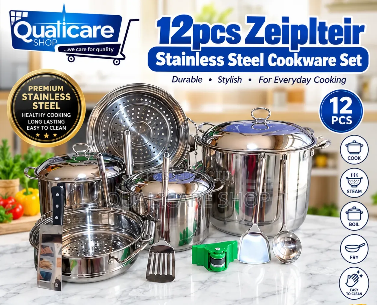 Cookware - 12pcs Zeiplteir Stainless Steel Cookware Set