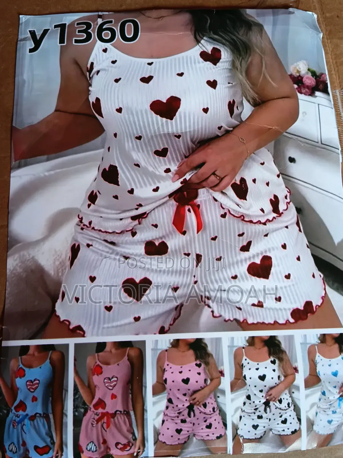 Cute Cherry Print Ribbed Pajama Set