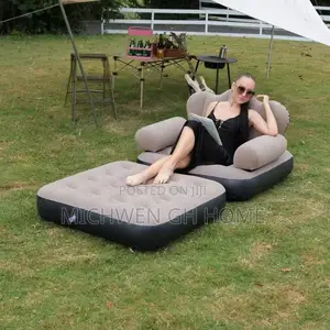 2 in 1Inflatable Sofa-Portable Sofa Chair With Footrest