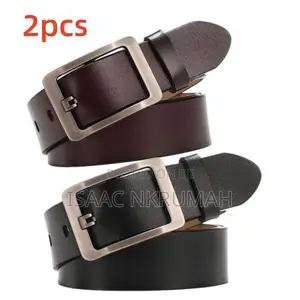 2 Pieces 120cm Men's PU Leather Belt With Needle Blackle Black/Brown