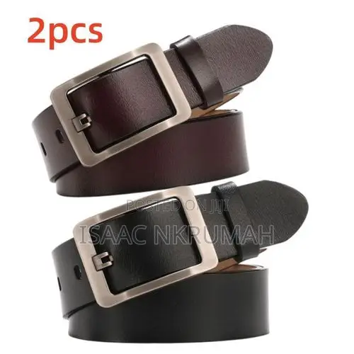 2 Pieces 120cm Men's PU Leather Belt With Needle Blackle Black/Brown