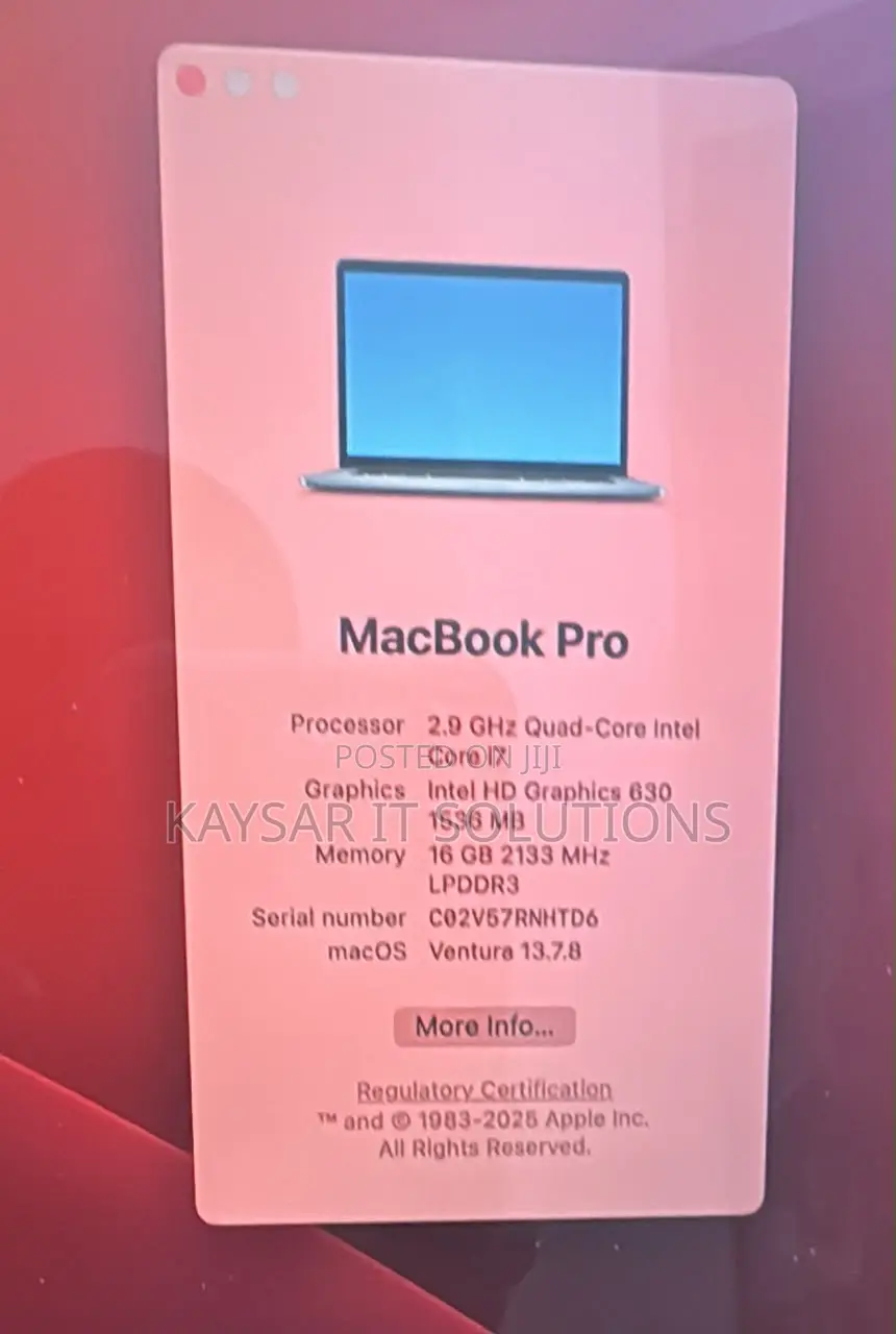 Laptop Apple MacBook Pro 16GB Intel Core i5 SSD 512GB