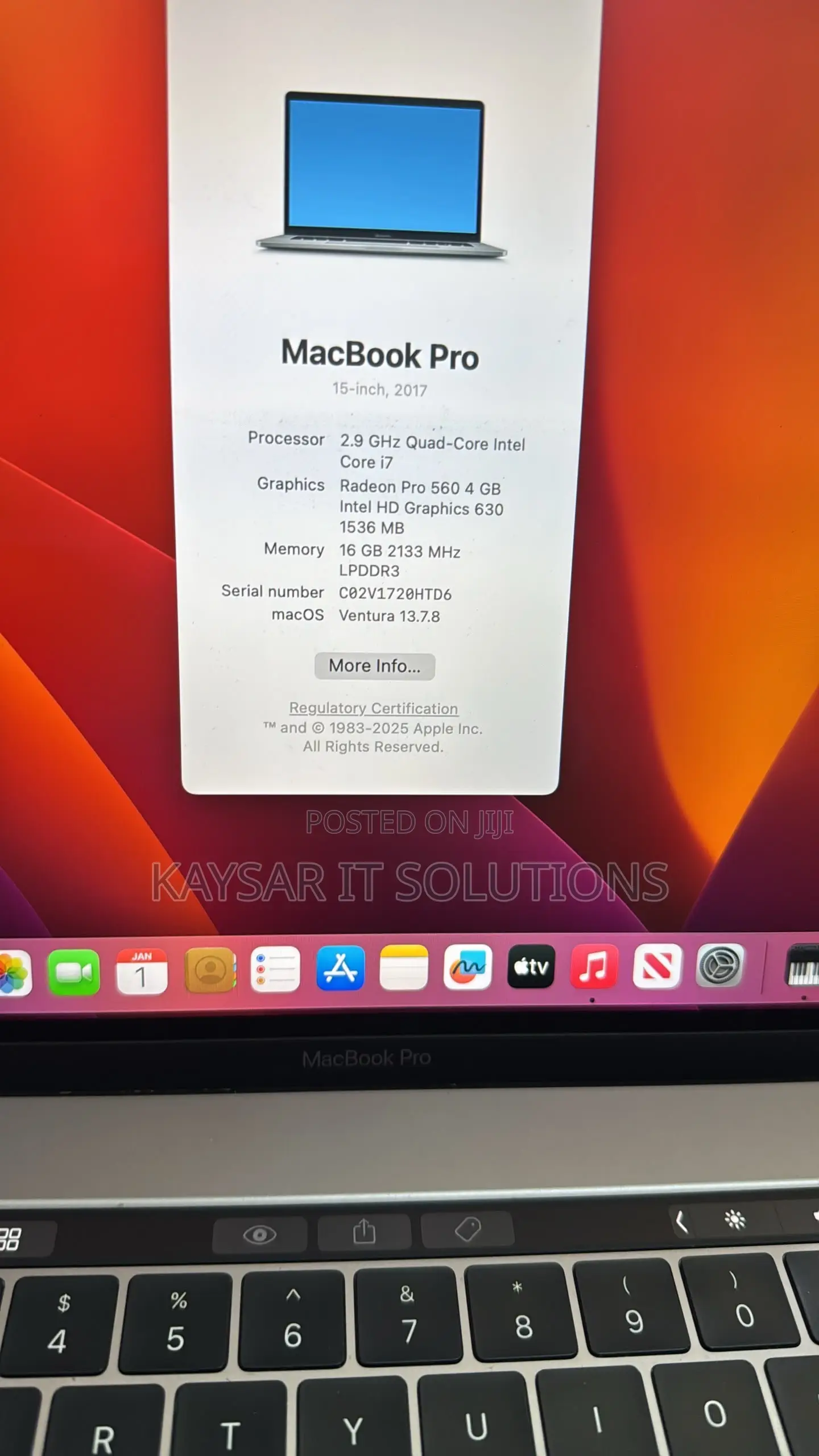 Laptop Apple MacBook Pro 16GB Intel Core i5 SSD 512GB