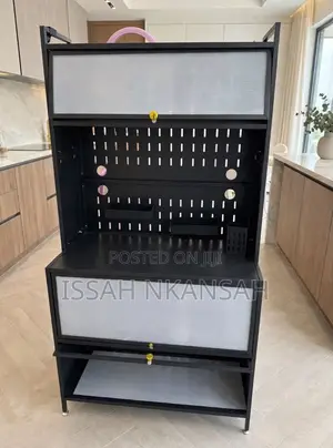 Big Black Kichen Cabinet 2 Frosted Doors