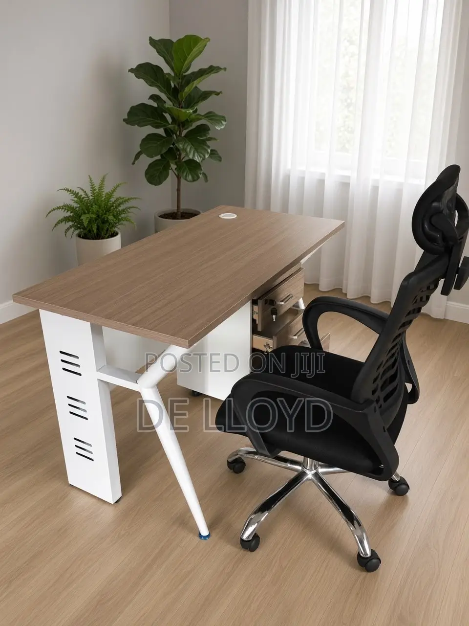 1.2 M Table With Carbinet and Office Chair