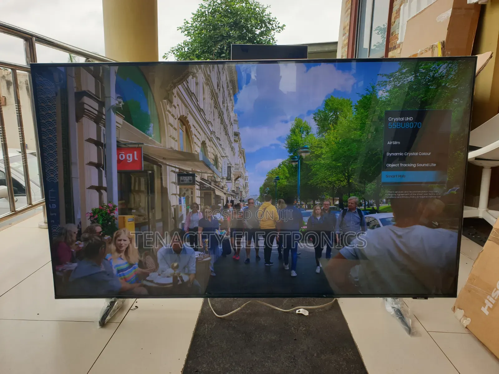 New 55 Airslim Samsung Crystal Uhd HDR Smart Satellite TV
