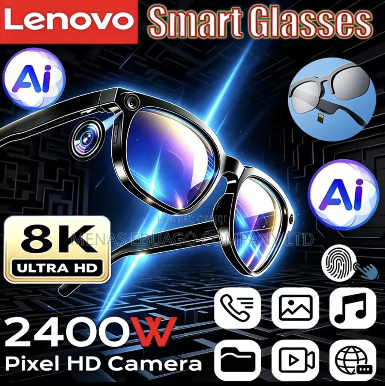 Lenovo New 2400mp Ai Smart Glasses