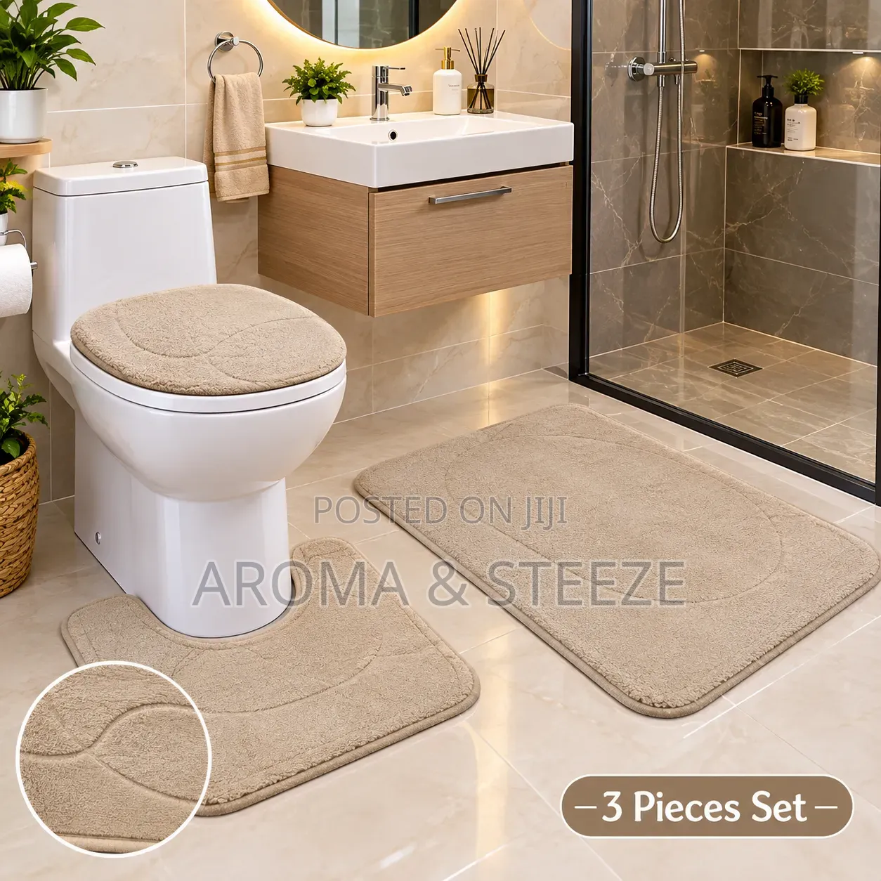 3 in 1 Bathroom Mat Set