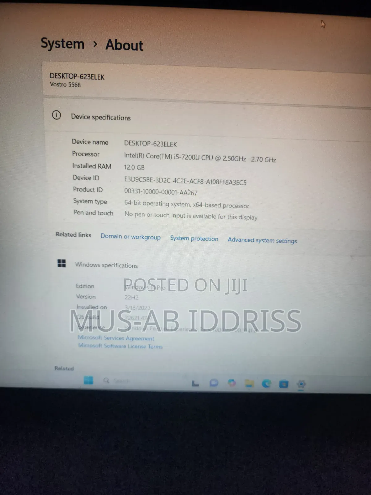 Laptop Dell Vostro 15 5568 12GB Intel Core i5 HDD+SSD 128GB
