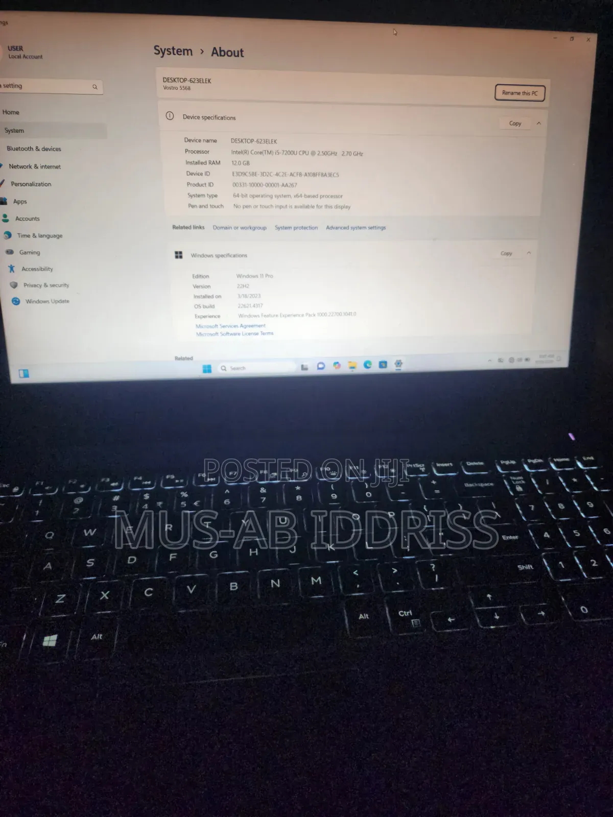 Laptop Dell Vostro 15 5568 12GB Intel Core i5 HDD+SSD 128GB