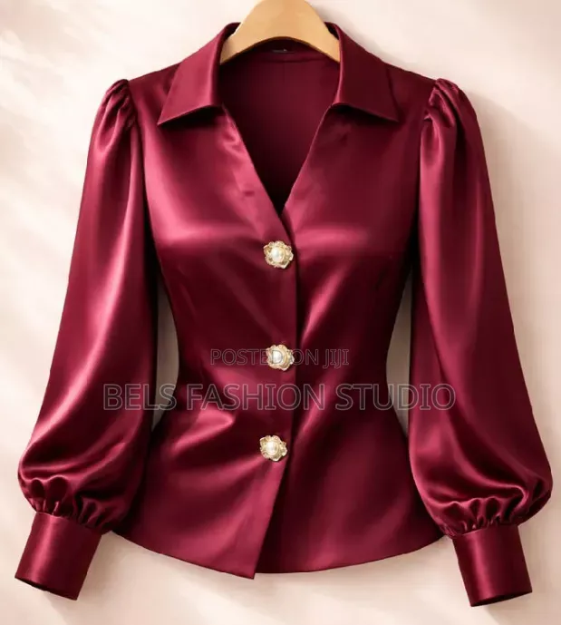 Luxury Long Sleeve Silk Satin Button-Down Shirt