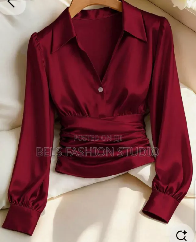 Luxury Long Sleeve Silk Satin Button-Down Shirt