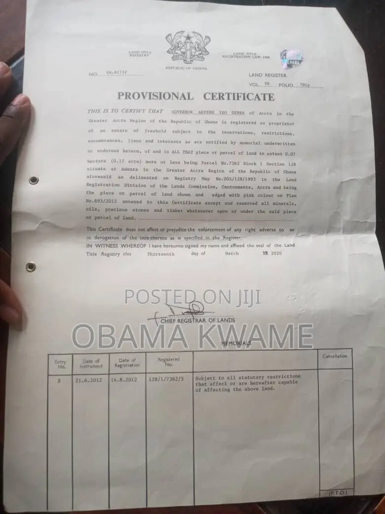 Main Road 4.36 Acre Land at Tema Motorway With Price : $500,000
