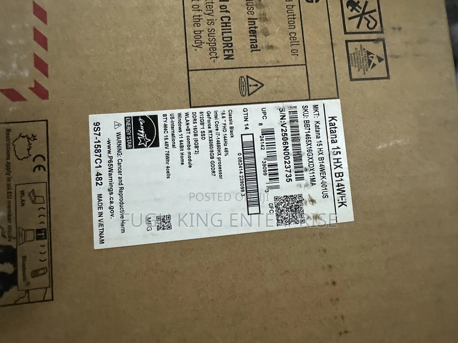 New Laptop MSI Katana 17 16GB Intel Core i7 SSD 512GB