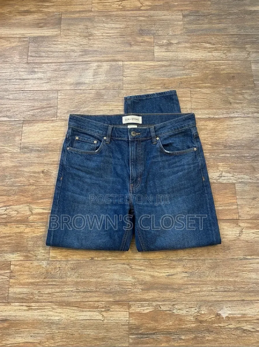Sun + Stone Men's Straight Fit Indigo Blue Jeans